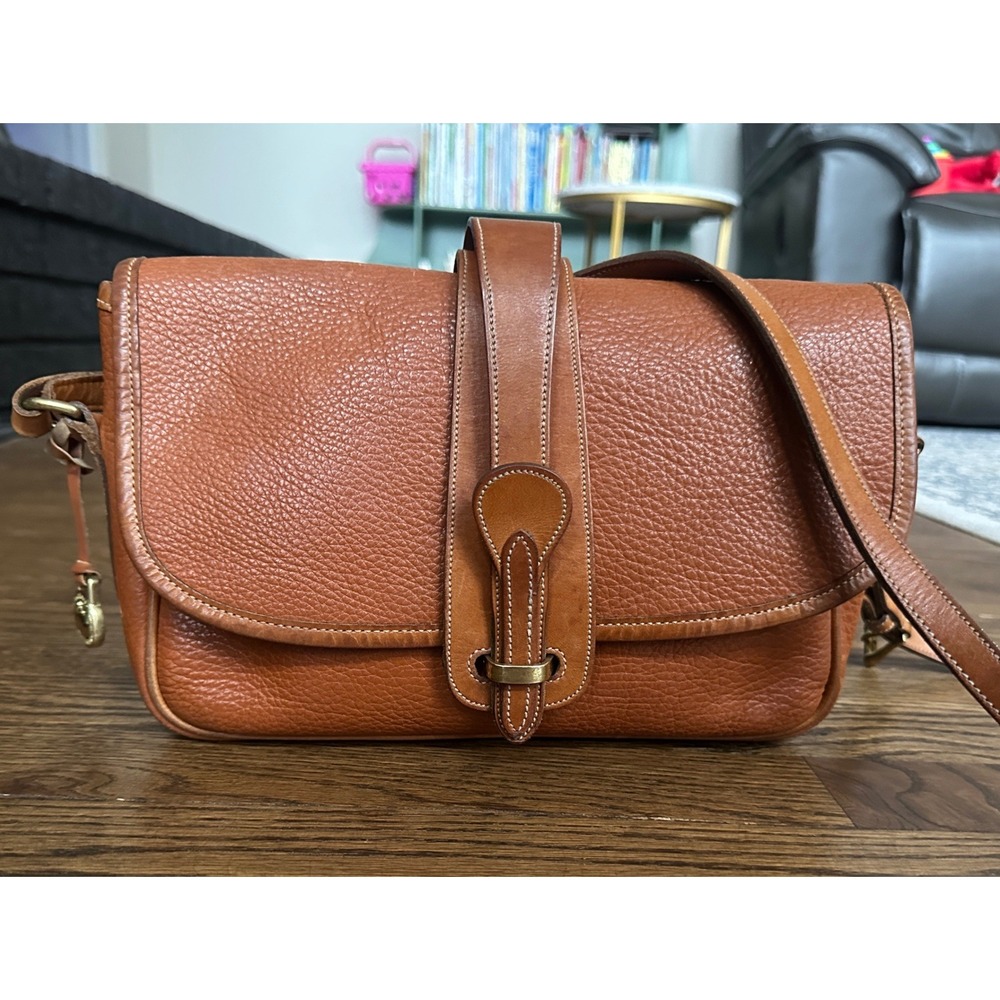 Vintage Dooney & Bourke All Weather Leather Sm Brown Adjustable Quiet Luxury